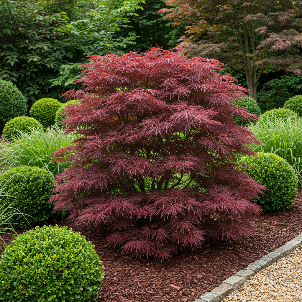 Oasis of Life - Wholesale Live Plant - Japanese Maple Acer palmatum 'Sumi-nagashi' – Red Ornamental Maple – Balcony & Terrace Plant – Ø19 cm – Approximately 70 cm tall – Elegant fan maple with glossy dark red foliage0