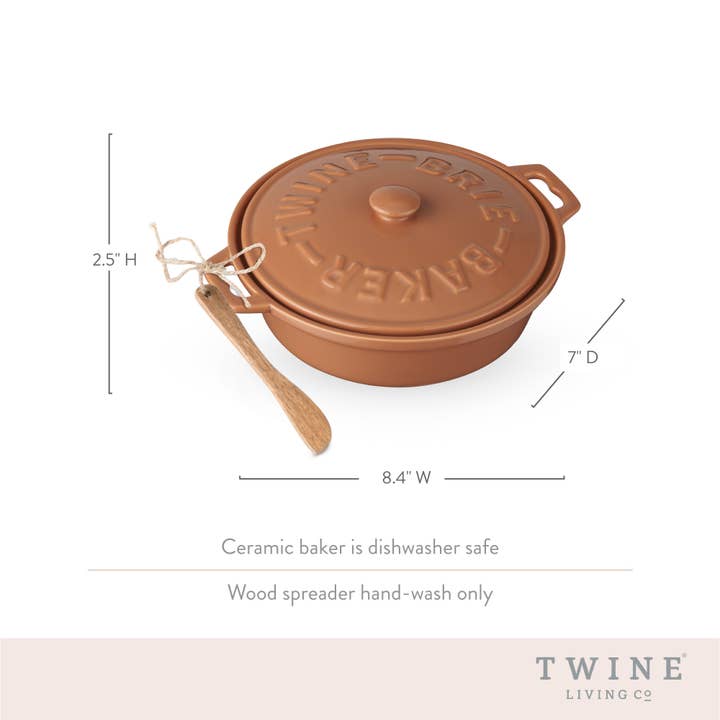 Twine - Wholesale Cheese Board - Terra Cotta Brie Baker with Wood Spreader