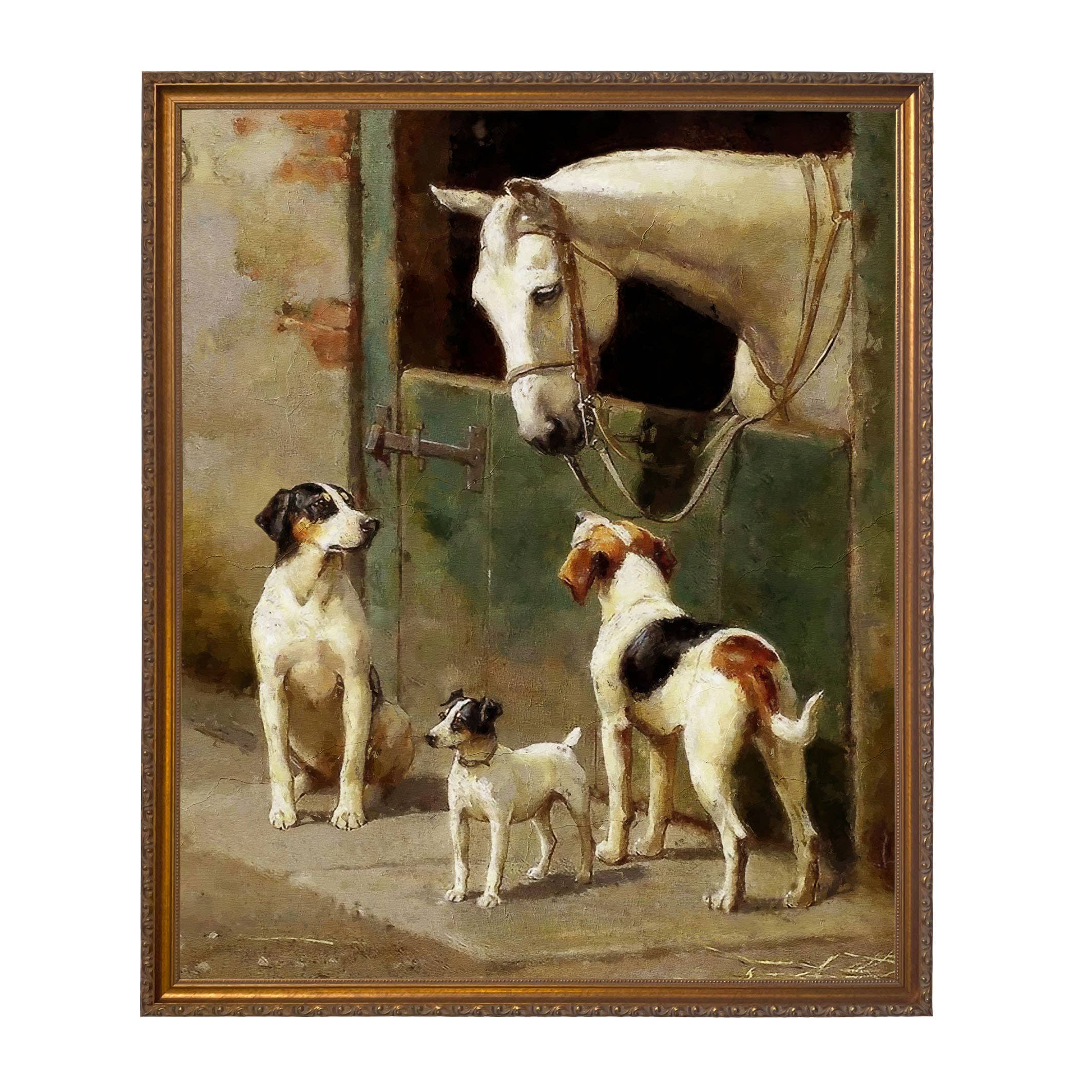 Madison Bay Co. - Historical Home Decor Reproductions - Wholesale Art Print - Dog and Horse at Stable Vintage Painting Print on Canvas29
