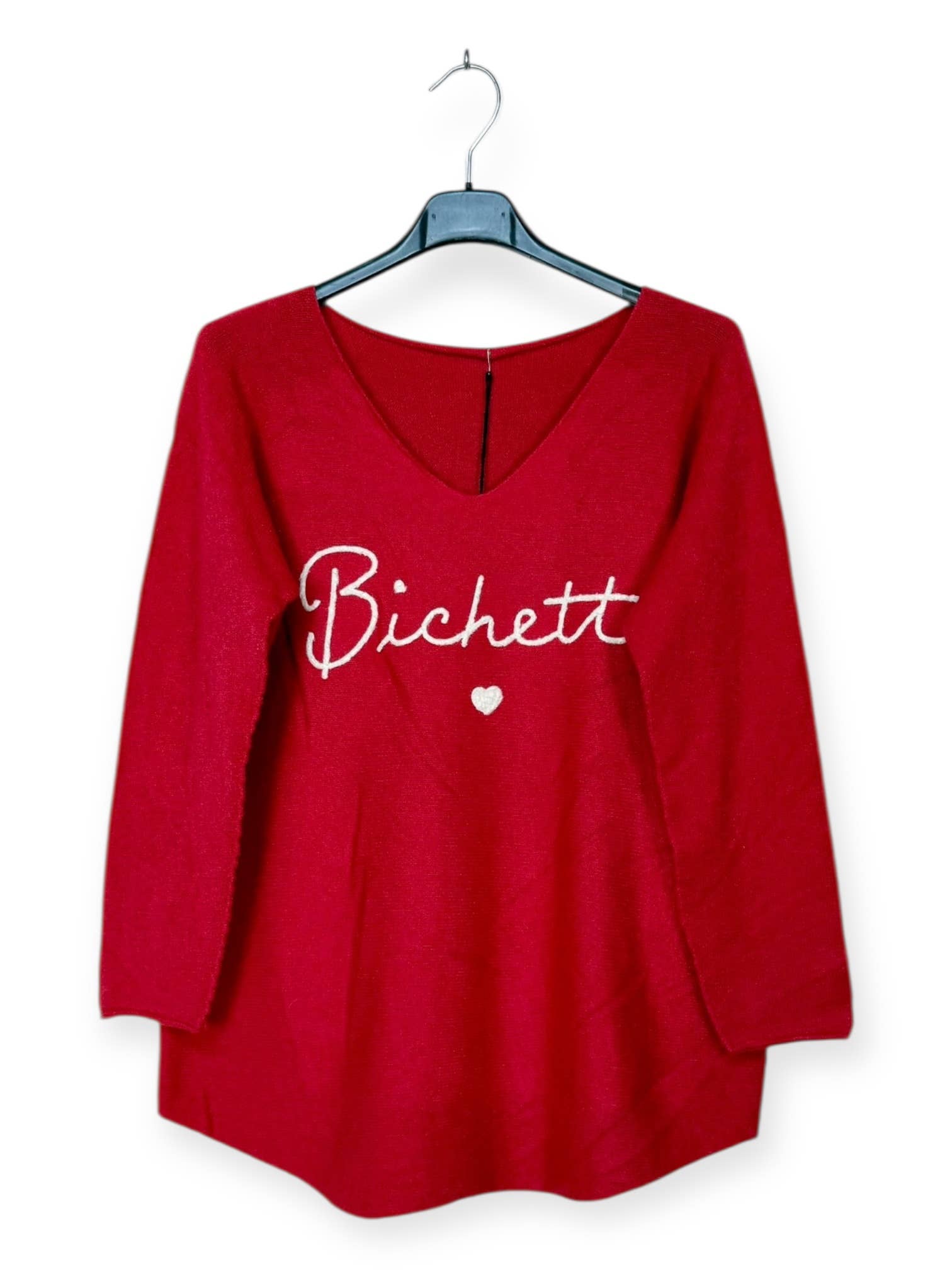 Lucky Nana - Wholesale Knit Sweater - Women's - AH 3167 - V-Neck Sweater with Bichette Flocking10
