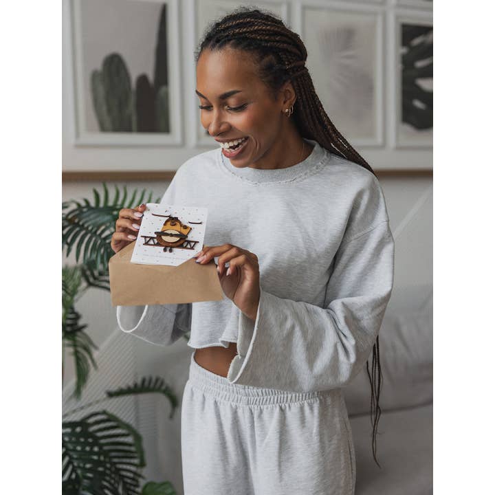 PESKOVOI - Wholesale Valentine's Day Card - Handmade 3D Wooden Romantic Card – Cute Pilot Bear Greeting3