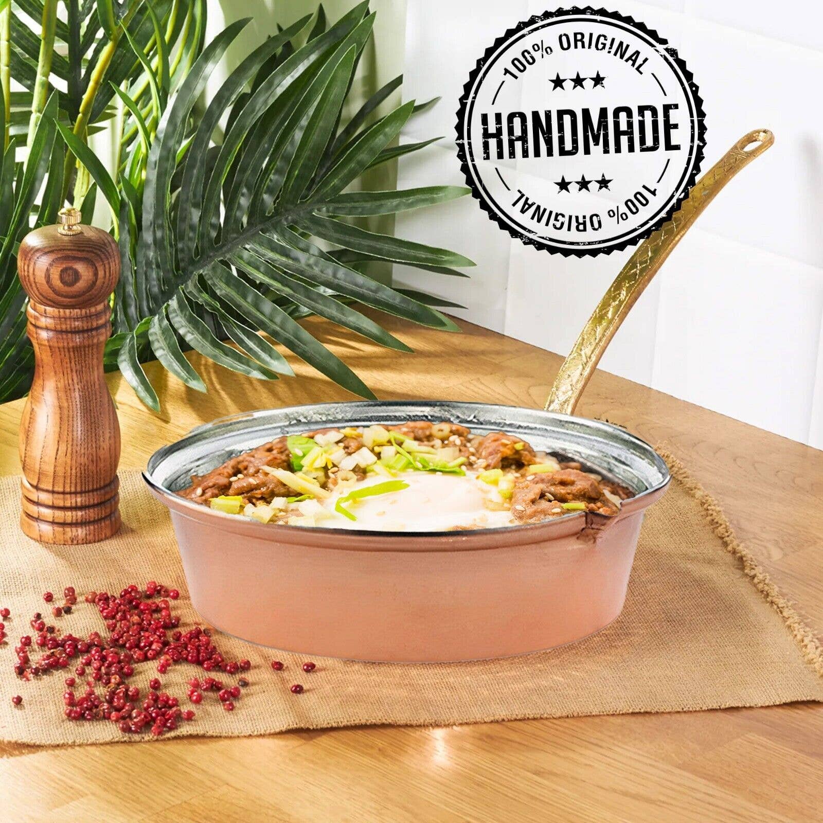 Hakan - Wholesale Pan - Handmade Copper Saute Frying Pan with Long Handle 7.9"5