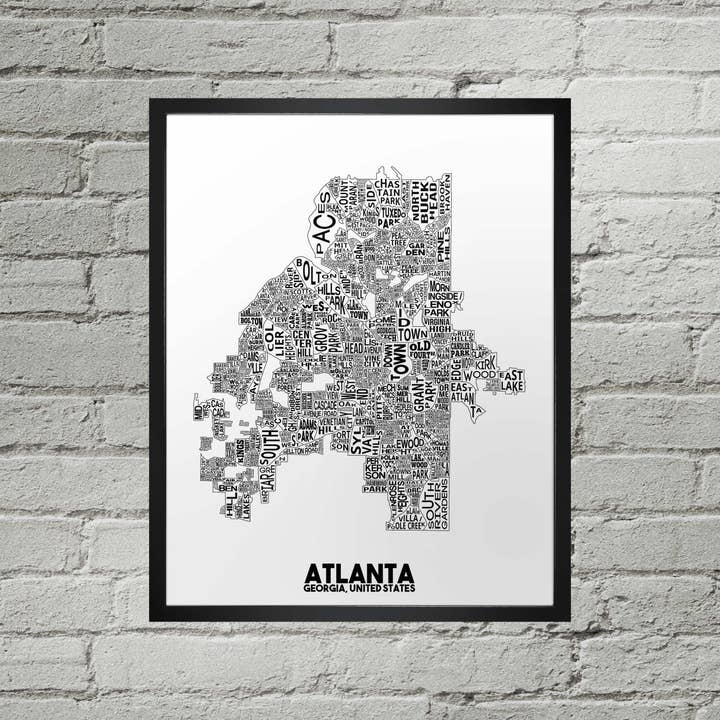 Damon D Chan - Wholesale Map - Atlanta Georgia Neighborhood Typography City Map Print
