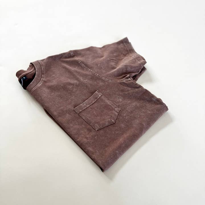 Adult Pocket Acid Wash Tee - Toffee for wholesale on Faire0