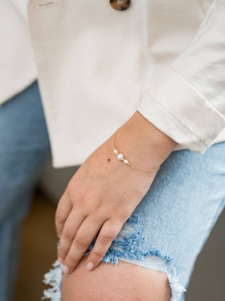 Dainty Pearl Bracelet for wholesale by Saucey and Wubs Designs, LLC