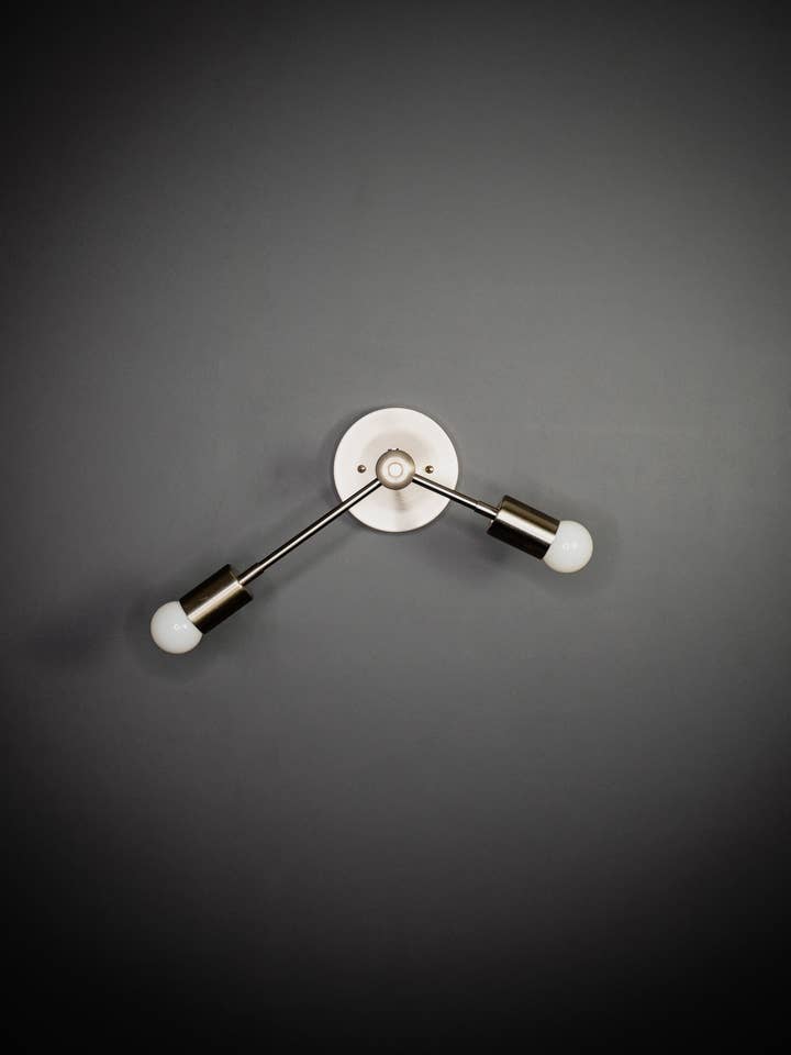 Orpheus Double Light Modern Mid Century Industrial Sconce for wholesale by Lustrous Lumens