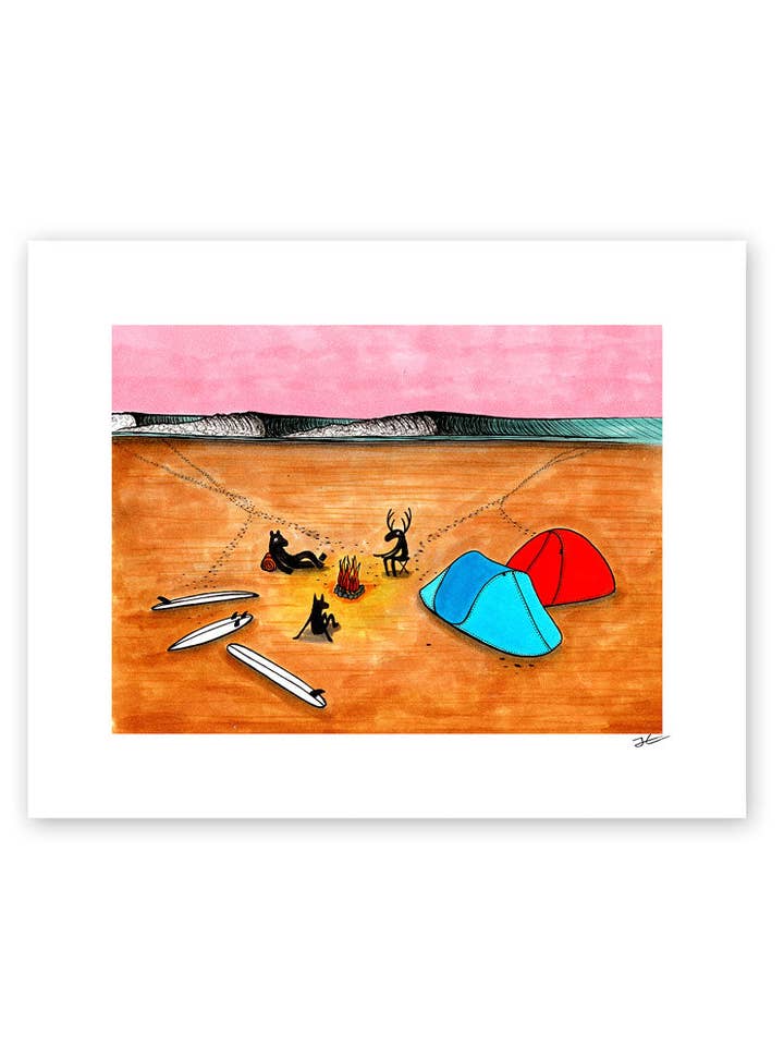 Beach Camping - Print/ Framed Print for wholesale by Jonas Claesson