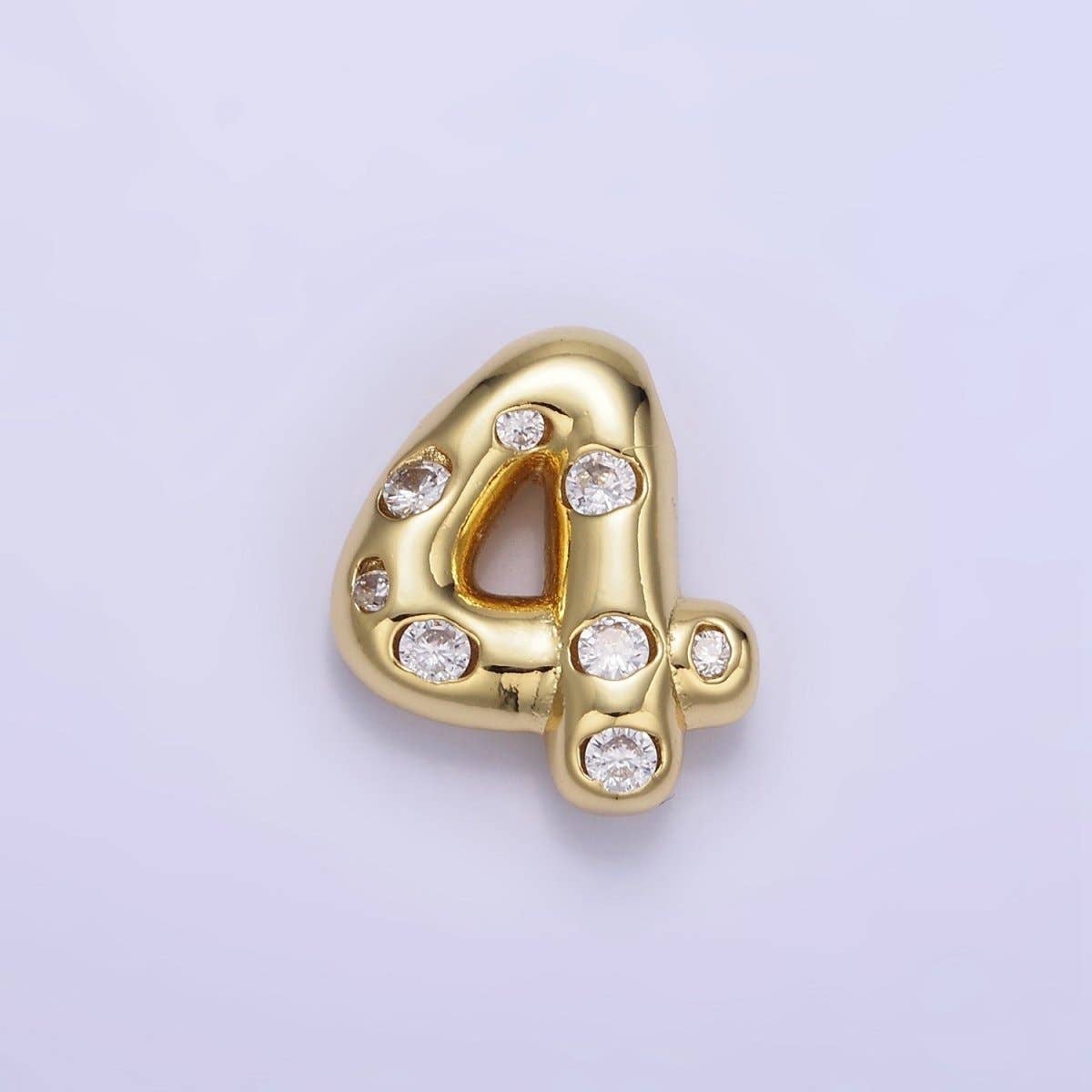 Aim Eternal - Wholesale Individual Charm/Pendant - 14K Gold Filled 20mm Clear CZ Chubby Balloon Number Numerical Pendant | AG775 - AG7794