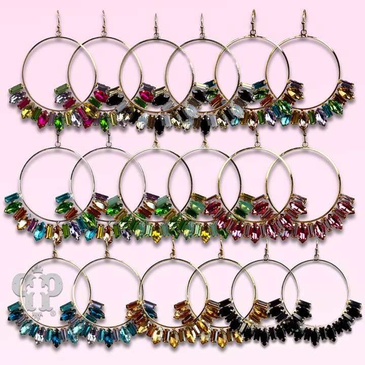 Baguette strass cirkelörhänge för wholesale av Pink Panache Brands