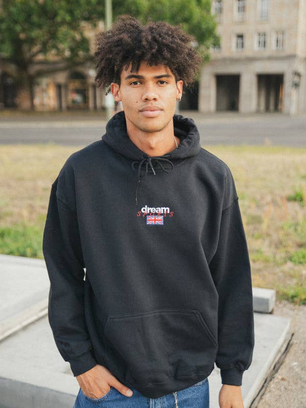 Hoodie in black with Dream Sports Logo Embroidery for wholesale by Dream But Do Not Sleep