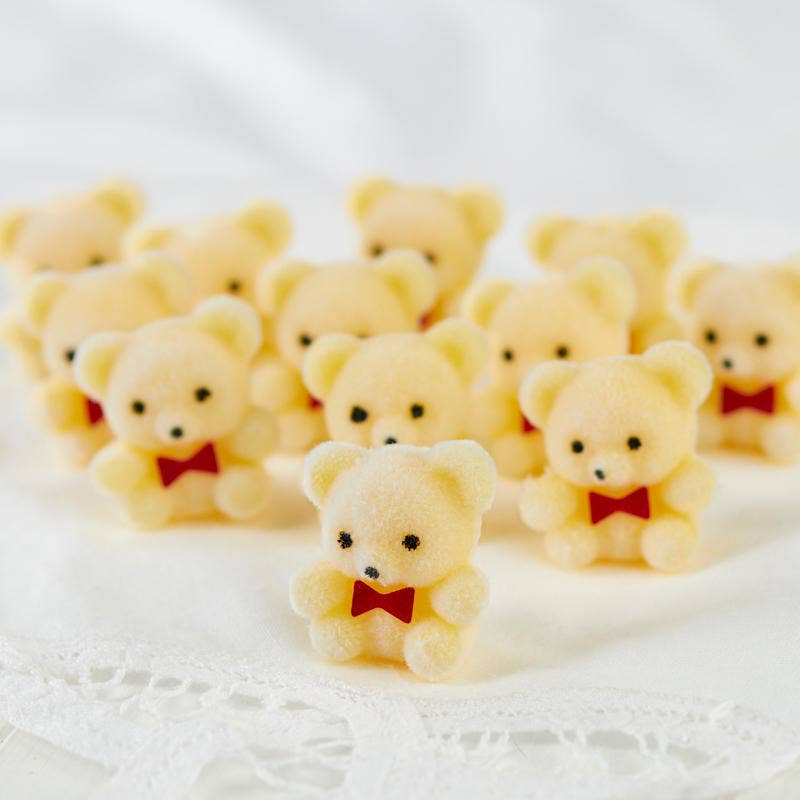 Factory Direct Craft - Wholesale Decorative Tabletop Object - 1" Miniature Yellow Flocked Teddy Bears (Bag of 12)0