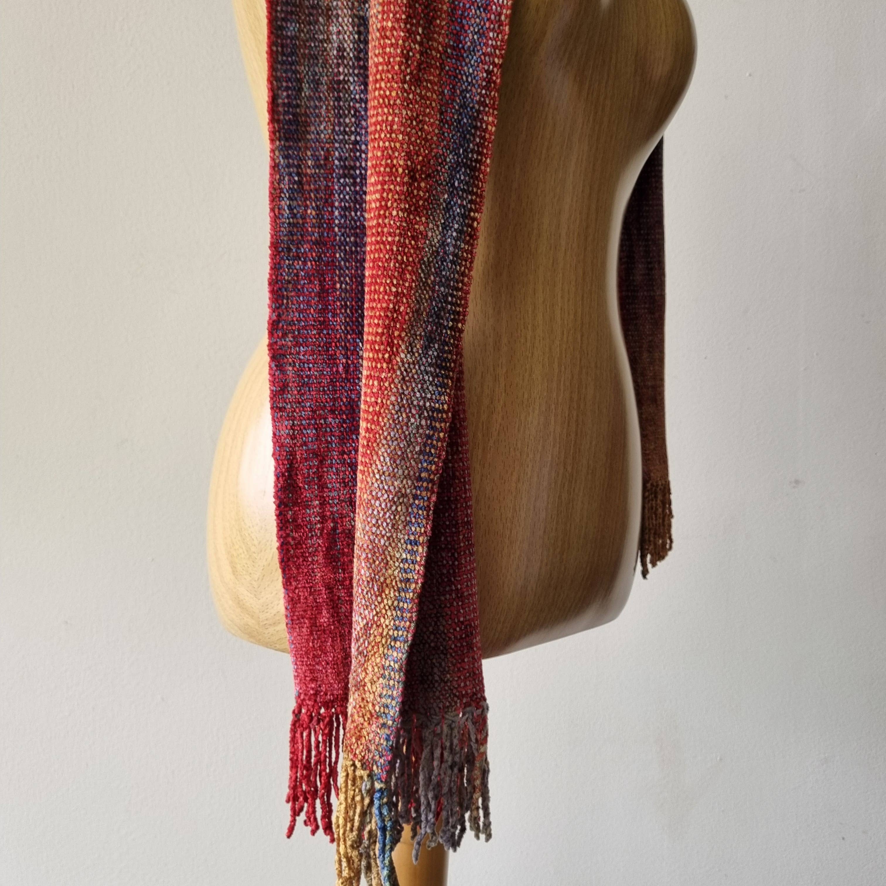 Achiote Guatemalan Goods - Wholesale Scarf - Women's - Handwoven bamboo fiber chenille scarf long4
