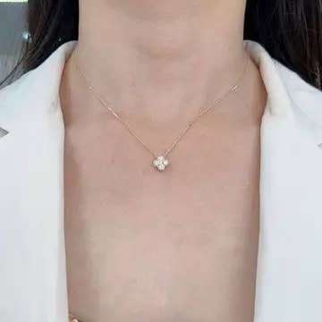 Gemcohub – Großhandel Kette mit Anhänger/Charm – Halskette aus vierblättrigem Kleeblatt, Zirkon, S925 Silber6