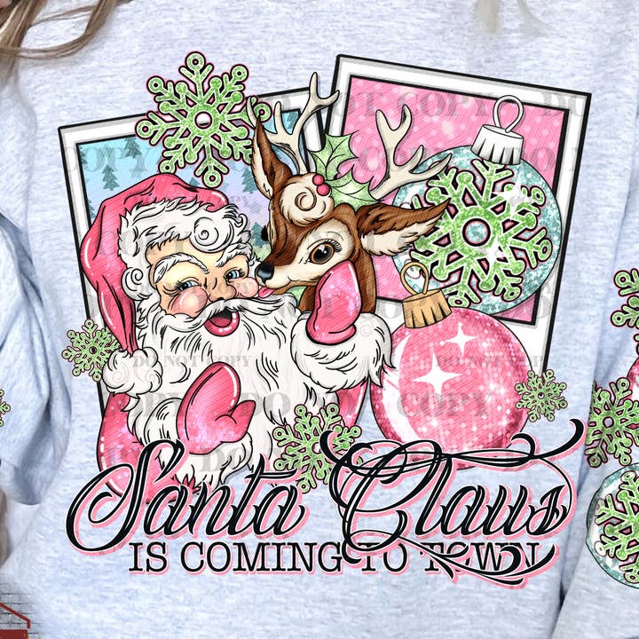 Santa Claus Is Coming To Town DTF Transfer | Cute Christmas DTF Transfer | Ready to Press | High Quality DTF Transfers | Fast Shipping for wholesale by Red Dirt Transfers
