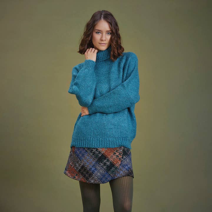 Bøhmisk stil strikket blå trøje til kvinder for engroshandel hos Los Banditos