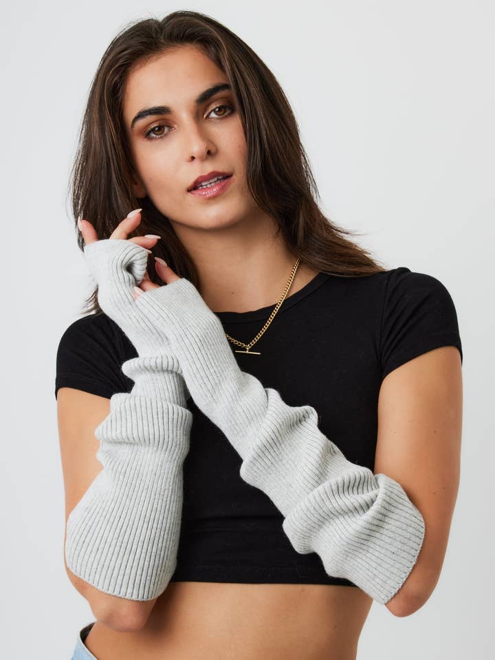 Ribbed Arm Warmers in Grey for wholesale by My Accessories London