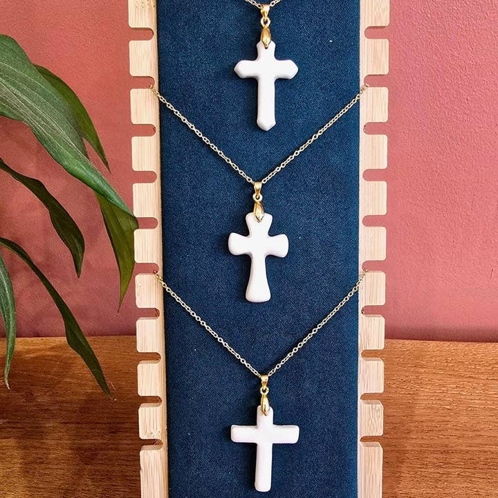 LES POTERIES DE SHAKTI - Wholesale Pendant/Charm Necklace - Artisanal Ceramic Cross Pendant2