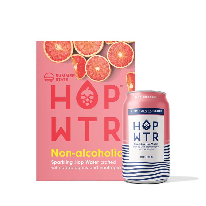 HOPWTR - Wholesale Sparkling Water - HOP WTR - Ruby Red Grapefruit Sparkling Hop Water (12-Pack)