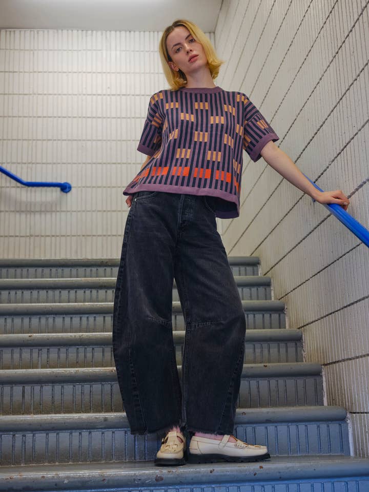 The Endery - Wholesale Knit Sweater - Women's - Bauhaus Short Sleeve Sweater Tee - Rhodolite3