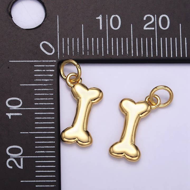 Aim Eternal - Wholesale Individual Charm/Pendant - 24K Gold Filled Minimalist Dog Bone Mini Charm | M1261