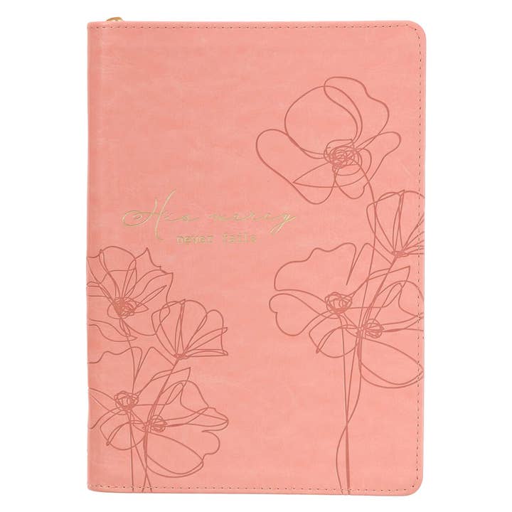 Christian Art Gifts - Wholesale Journal/Diary - Journal Classic Zip Pink His Mercy Never Fails
