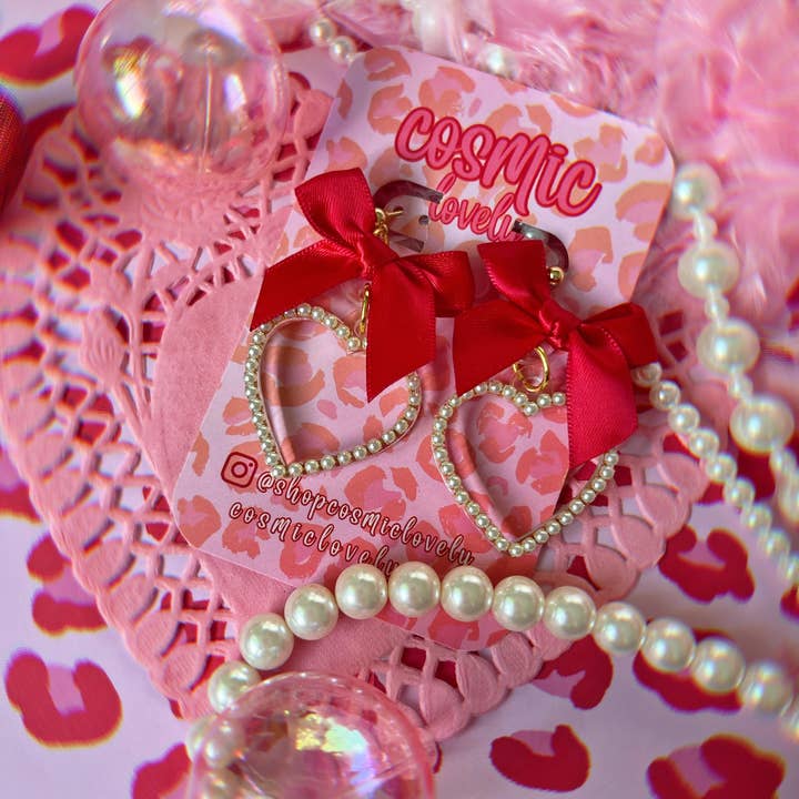 Cosmic lovely - Vendita all'ingrosso Orecchini pendenti - Orecchini Red Bow Coquette Heart