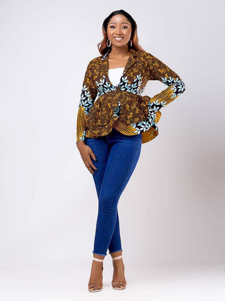 AFRICAN Print BAMAKO SINGLE BUTTON JACKET for wholesale by ETNICA