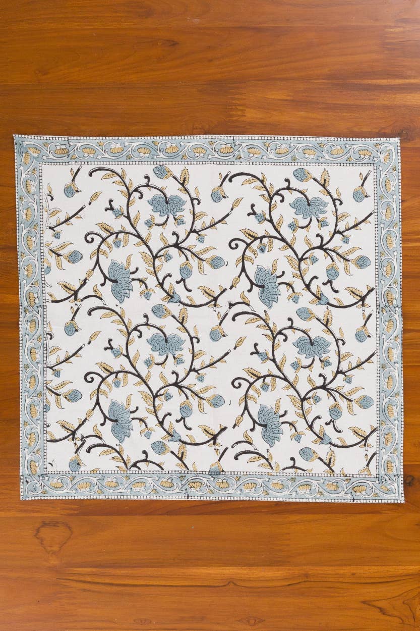 Sevya Handmade – wholesale Dinner & cloth napkin – Silver Floral Napkin Set2