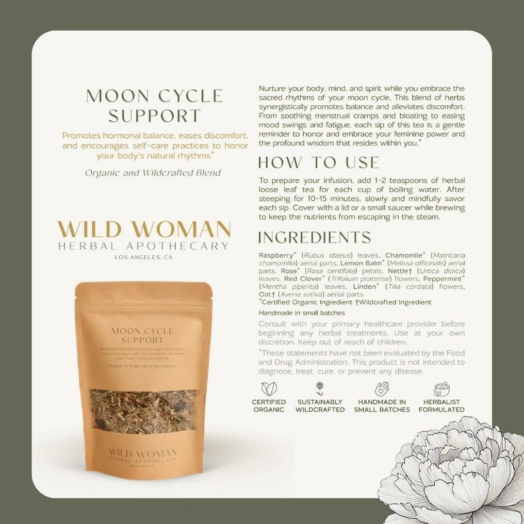 Wild Woman Herbal Apothecary - Wholesale Health/Detox Tea - Moon Cycle Support Tea | Hormone Balance, PMS & Self Care7