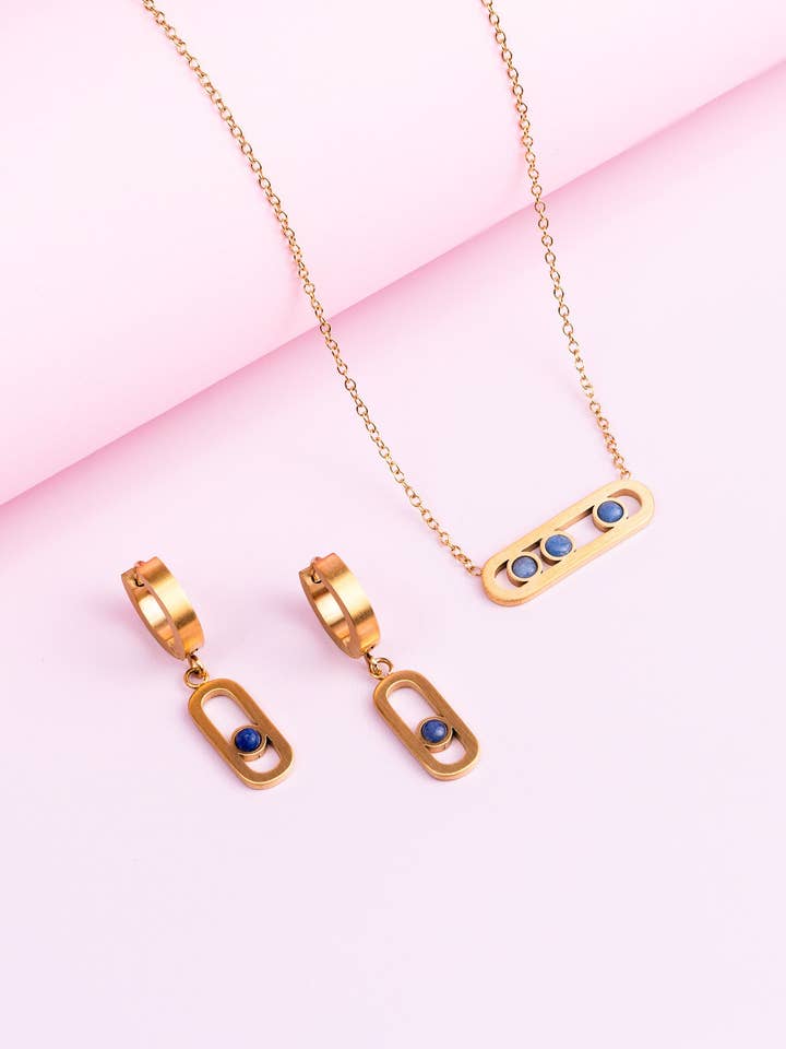 Collana e orecchini con pietra di avventurina blu per la vendita all'ingrosso da parte di Didyma