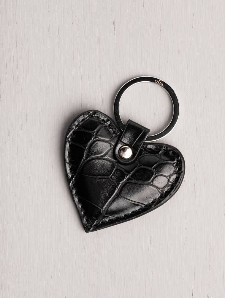 Olia Jewellery - Wholesale Keychain – Women's - Heart Keyring - Black Croc