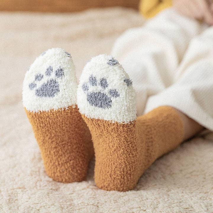 Cute Cat Paw Coral Fleece Warm Socks for wholesale by Sheer Trend