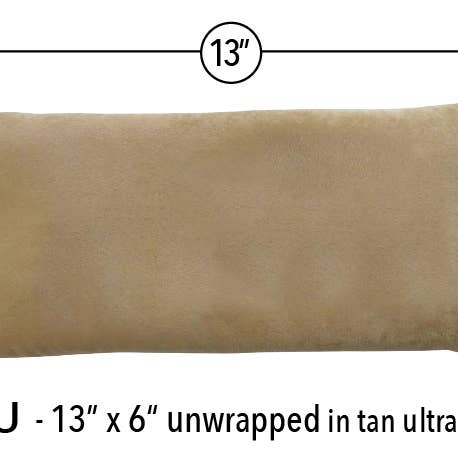 6SU Cervical/Rectangular Pillow in Tan Ultra Suede for wholesale by Hot Cherry Pillows