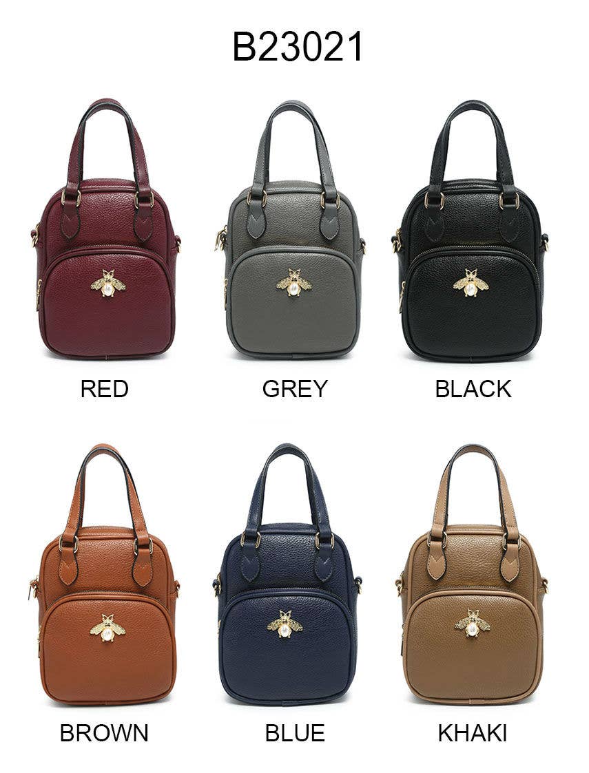 Papaya Fashion Ltd - Venta al por mayor Bandolera - Mujer - B23021-Bee Badge Bolso bandolera con cremallera en la parte superior y bolsa de agarre12