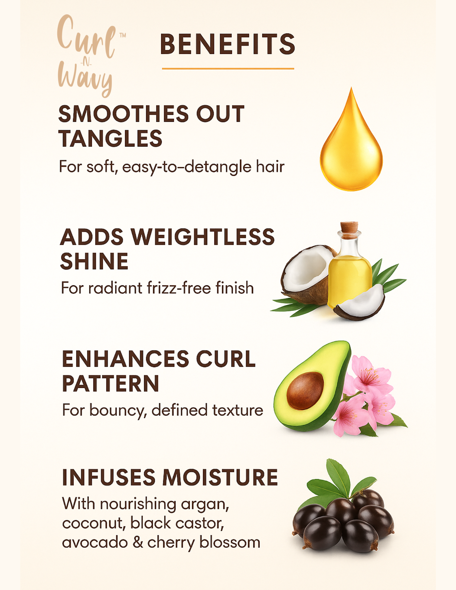 ON Natural USA - Wholesale Hair Leave-In Conditioner - Curl-N-Wavy 4-in-1 Hair Enhancer [Avocado]10