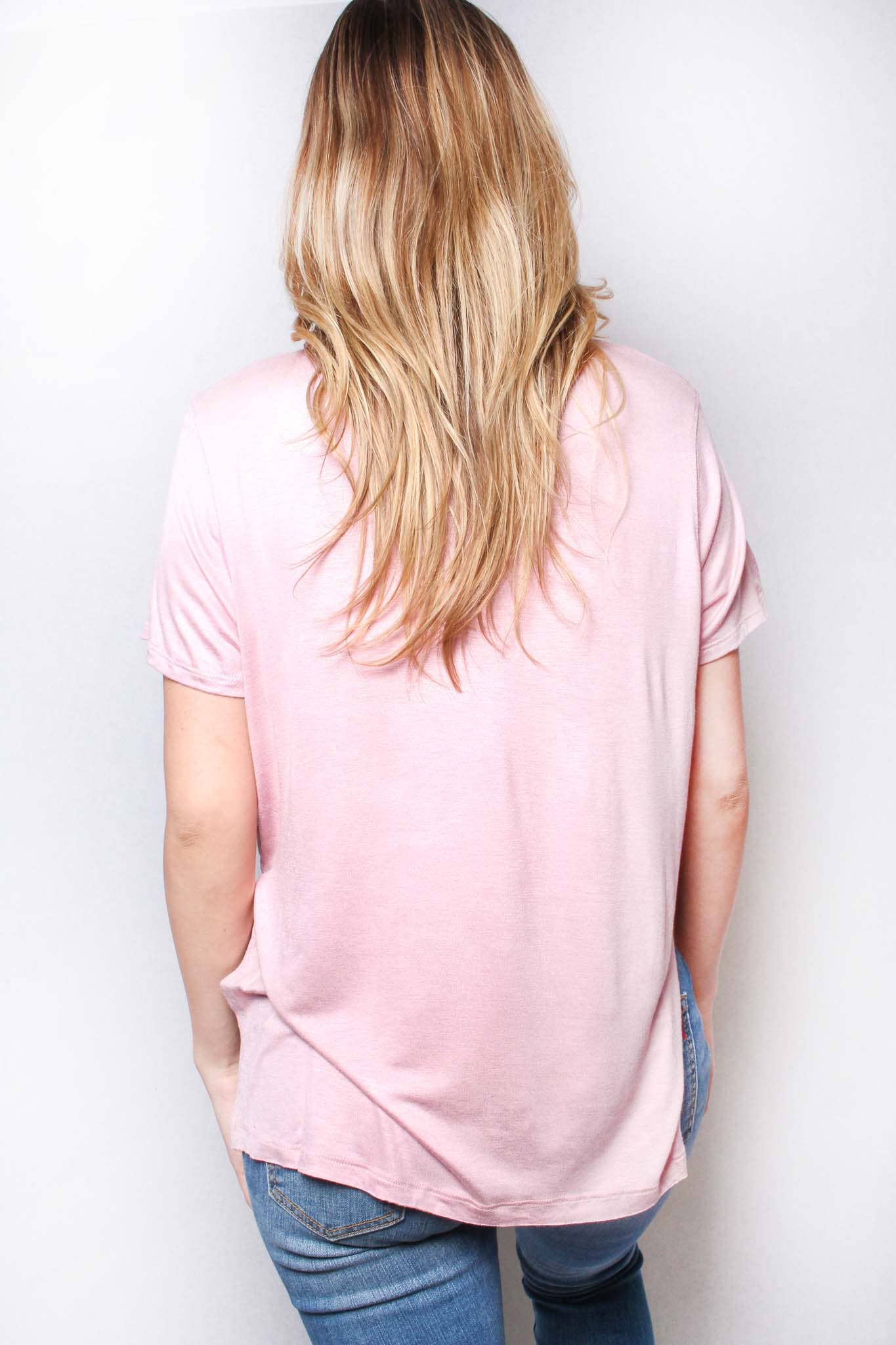 Good Stuff Apparel – T-shirt – Mulher por atacado – Fita lateral de manga curta redonda com gola redonda3