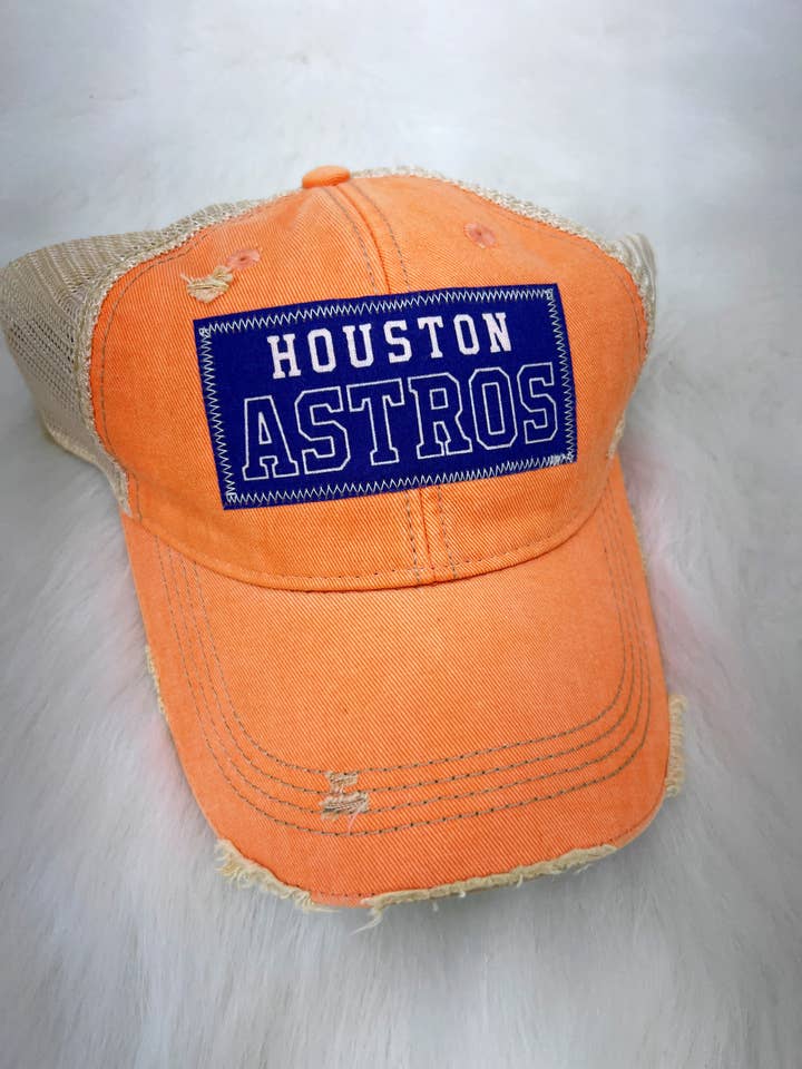 Houston Baseball Rectangle Dirty Trucker Hat for wholesale by Sweet Texas Treasures