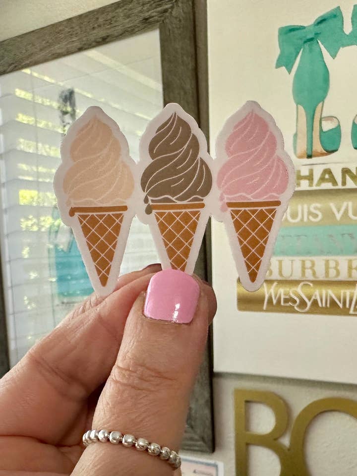 Soft Serve Ice Cream Cone Sticker| Stay Cool Stickers| Coastal Stickers| Summer Food Stickers| Ice Cream Gifts| Ice Cream Stickers for Her for wholesale by The Haus of Holly