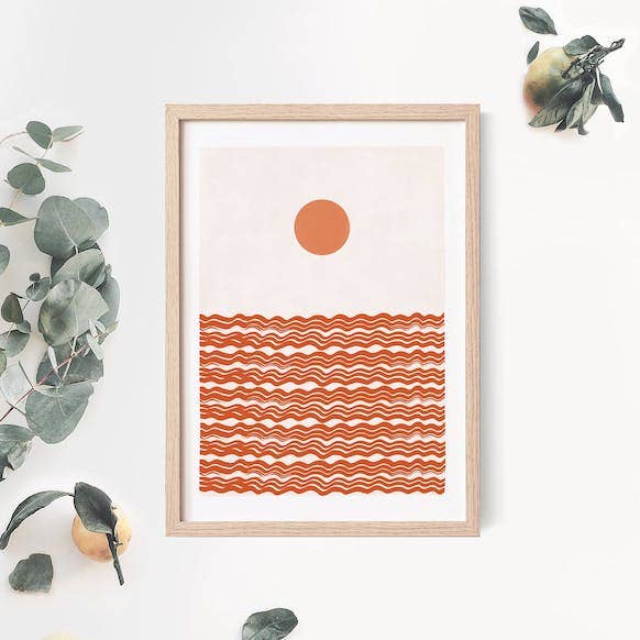 Waves And Sun A3 Art Print for wholesale by Paperlandscape