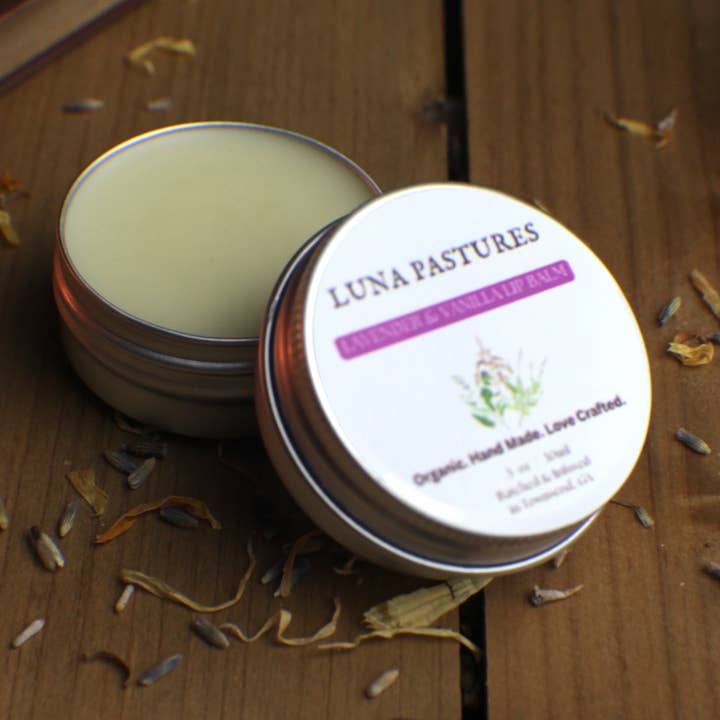 Bálsamo labial biológico de lavanda e baunilha por atacado de Luna Pastures
