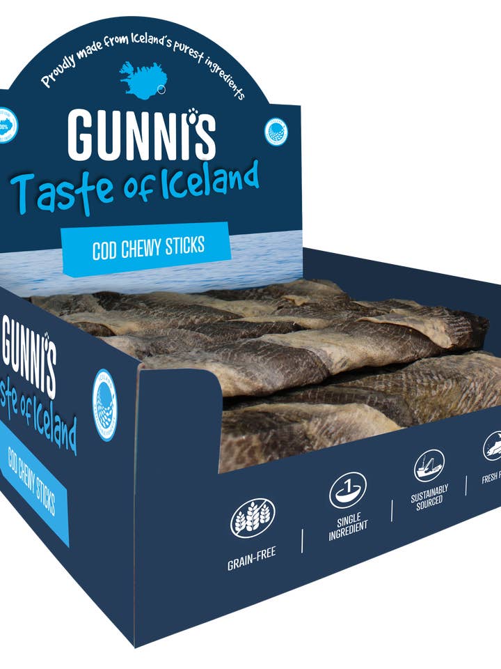 8" COD SKIN CHEWY STICKS BULK for wholesale by Gunni's Pet