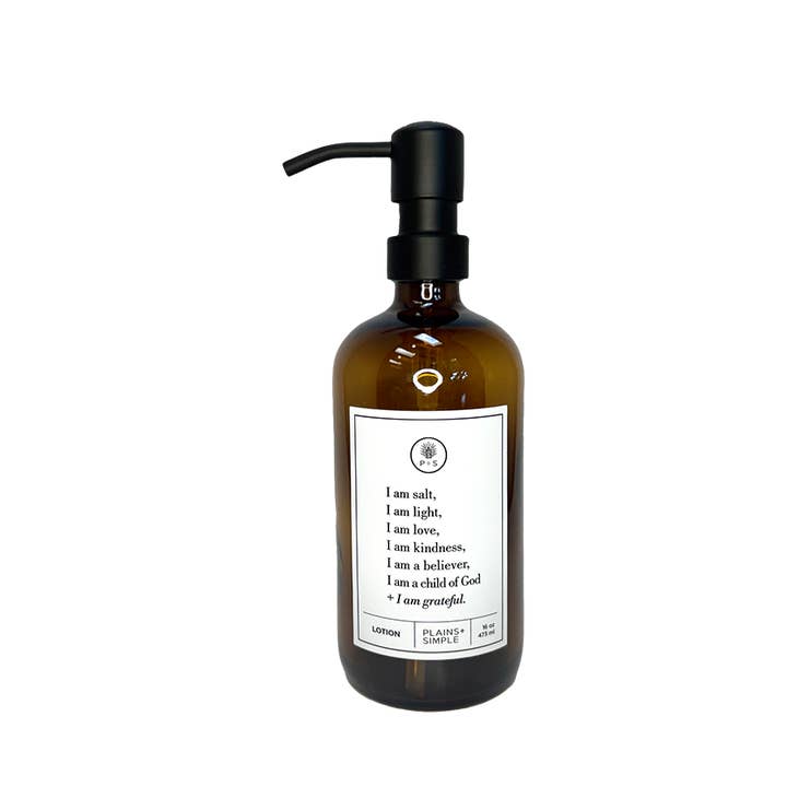 Plains + Simple - Wholesale Soap Dispenser - I Am Kind Amber Glass Reusable Soap/Lotion Dispenser10