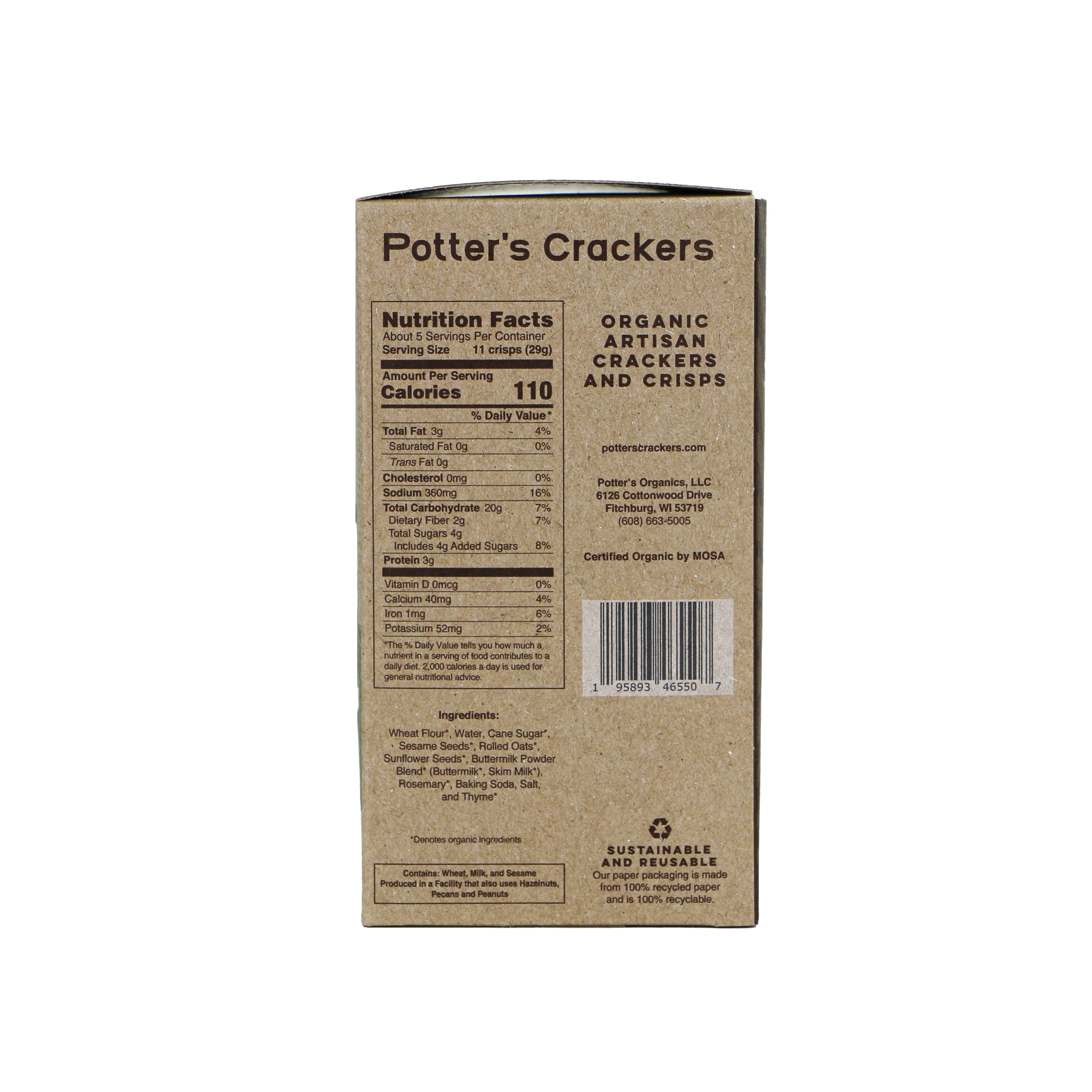 Potter’s Crackers – wholesale Kex – Potter's Crackers ekologiska rosmarin timjan chips3