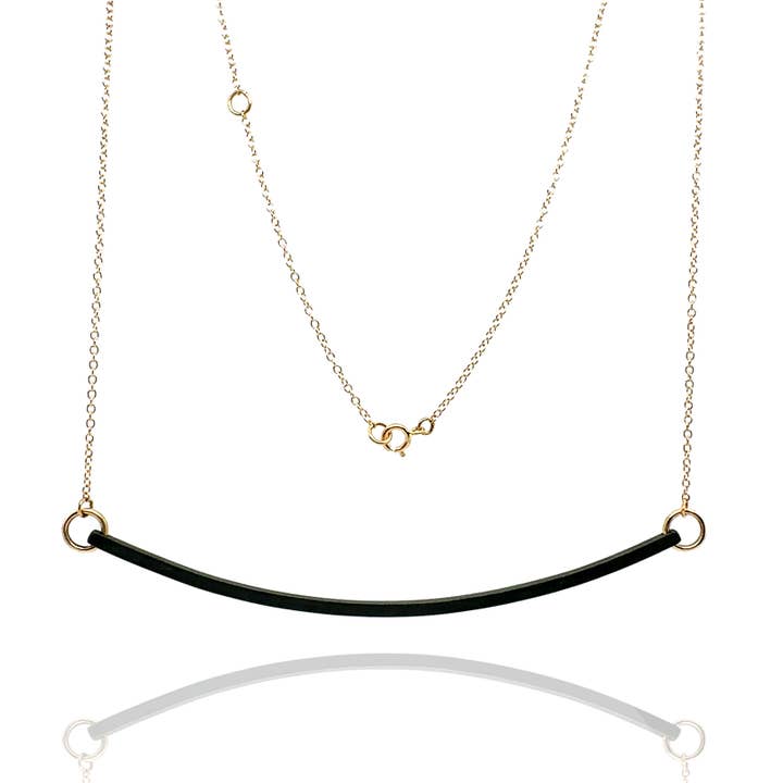 Connections Bar Necklace in Black Silver and Gold for wholesale by Flavia Bennett Designs