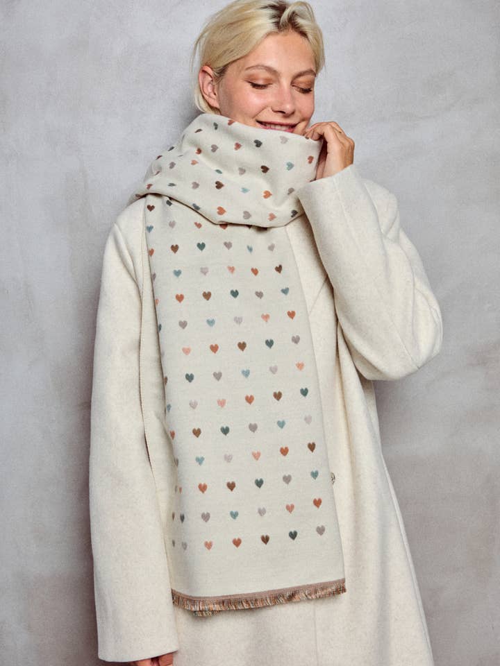 Wool scarf with heart pattern FL209DF for wholesale by BYREN | ÉLINE L'ATELIER