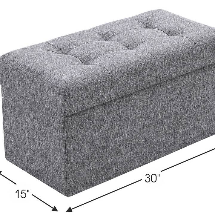 Ornavo Home – Großhandel Polsterhocker – Faltbare, getuftete Leinenbank mit Stauraum15
