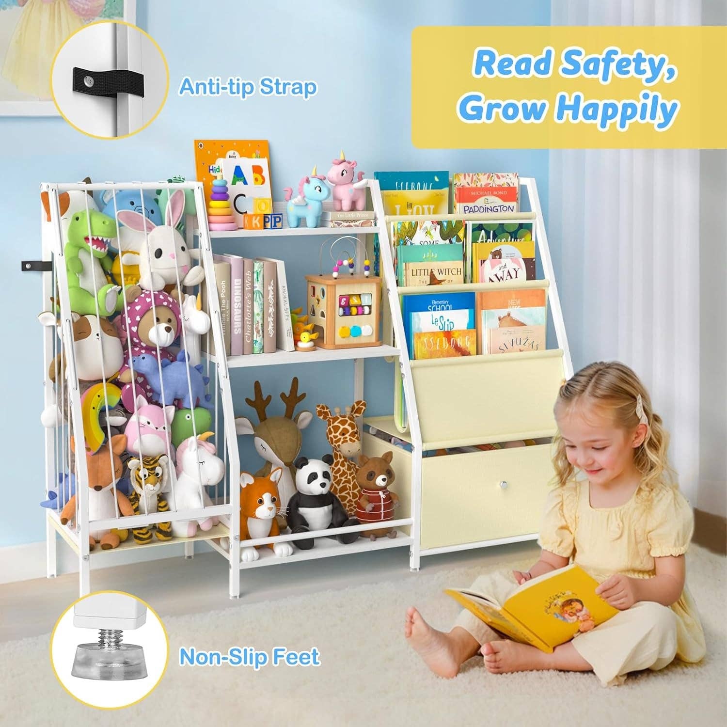 ShipItFurniture - Wholesale Bookcase - Kids Bookshelf 3 Tier Bookcase With Toy Organizer For Kids Rooms2