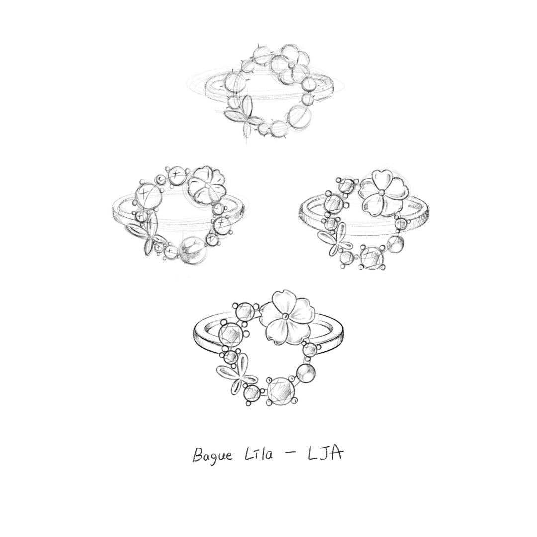 Les Joyaux d'Aure - Venta al por mayor Anillo con gemas - Anillo con flores de color lila7