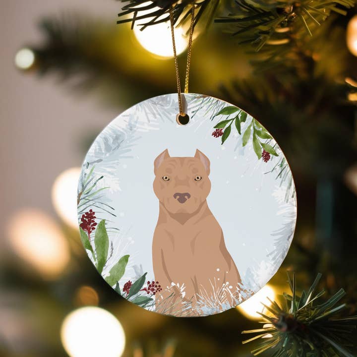 American Staffordshire Terrier Dog Ceramic Christmas Ornaments for wholesale by Canine Companions