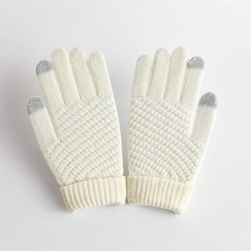 FurDecoration - Wholesale Gloves - Women's - Fashion Touch Screen Jacquard Plus Velvet Gloves1